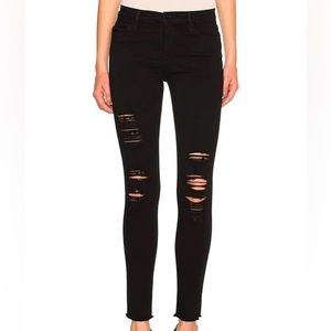 FRAME Black Denim Le High Skinny Ripped Jeans Sz 28